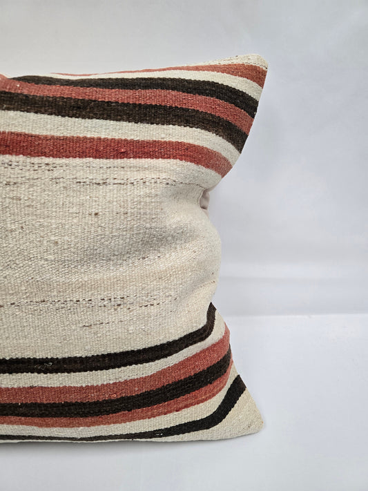 Turkish Hemp Pillow Natural Brown Red Beige Pillow Cushion Cover 24" x 24" #9210