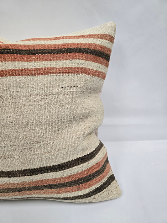 Turkish Hemp Pillow Natural Brown Pink Beige Pillow Cushion Cover 24" x 24" #9209