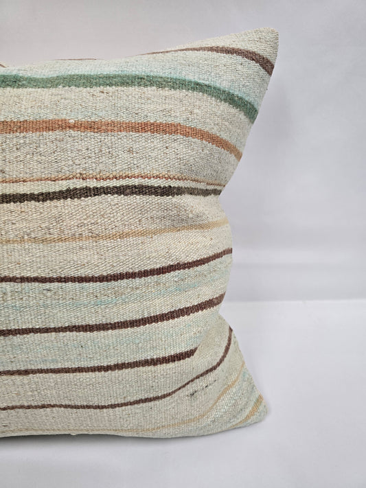 Turkish Hemp Pillow Natural Green Brown Beige Pillow Cushion Cover 24" x 24" #9208