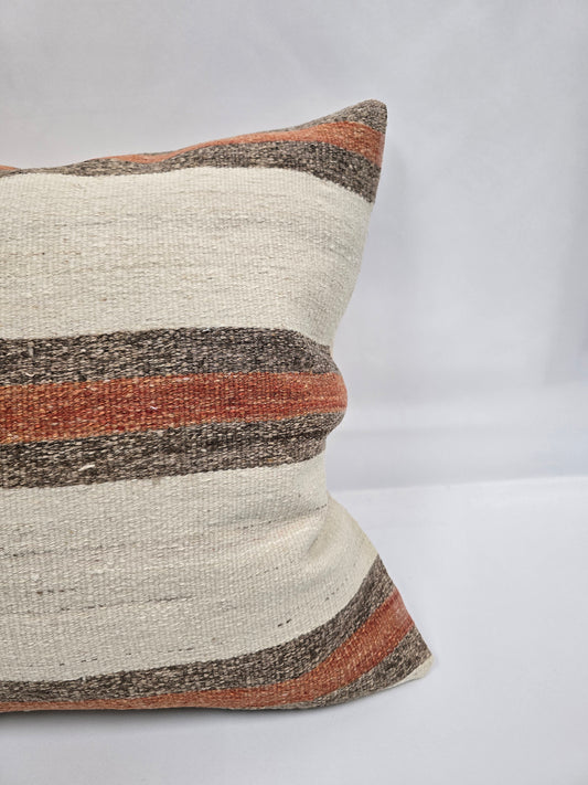 Turkish Hemp Pillow Natural Orange Brown Beige Pillow Cushion Cover 24" x 24" #9207