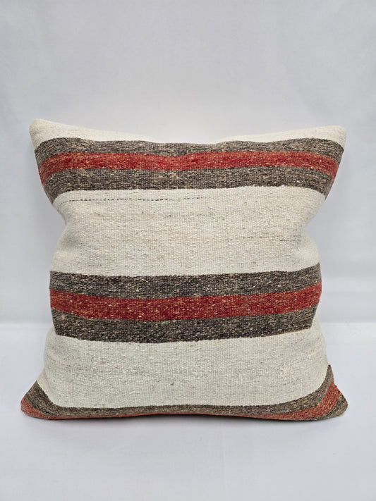 Turkish Hemp Pillow Natural Red Brown Beige Pillow Cushion Cover 24" x 24" #9206