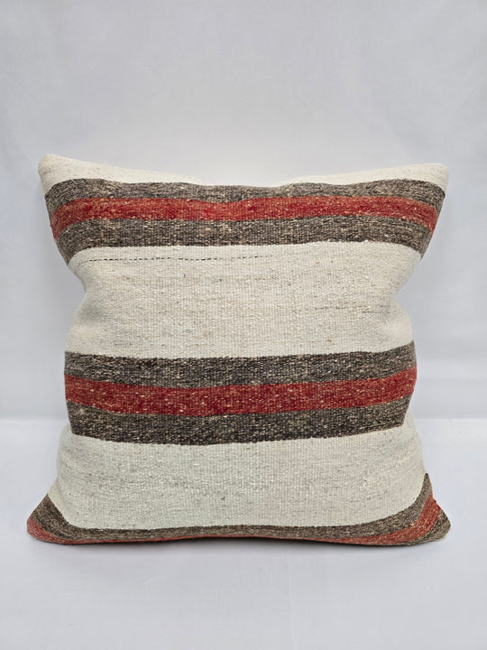 Turkish Hemp Pillow Natural Red Brown Beige Pillow Cushion Cover 24" x 24" #9206
