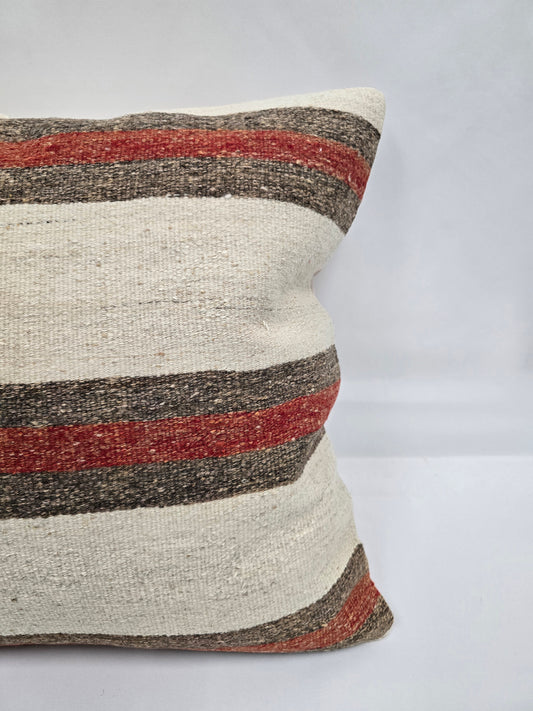 Turkish Hemp Pillow Natural Red Brown Beige Pillow Cushion Cover 24" x 24" #9206