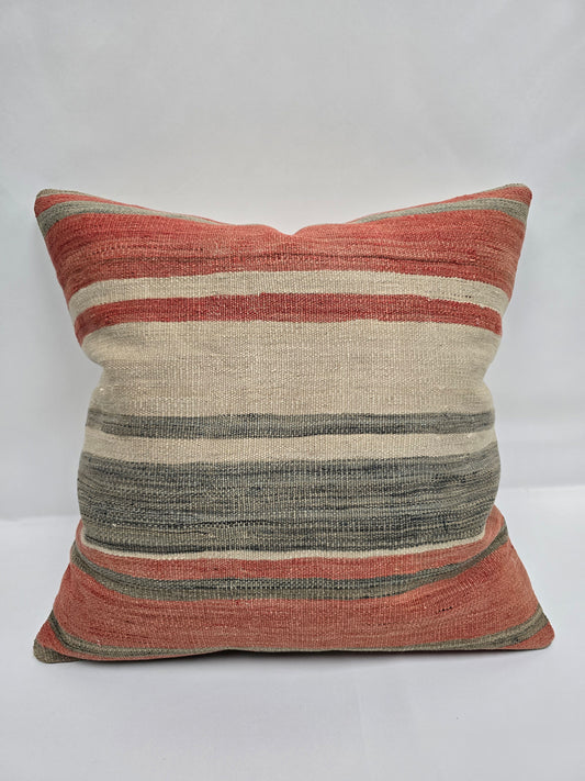 Turkish Hemp Pillow Natural Red Green Beige Pillow Cushion Cover 24" x 24" #9205