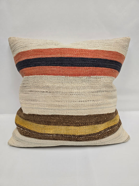 Turkish Hemp Pillow Natural Orange Navy Brown Beige Pillow Cushion Cover 24" x 24" #9204