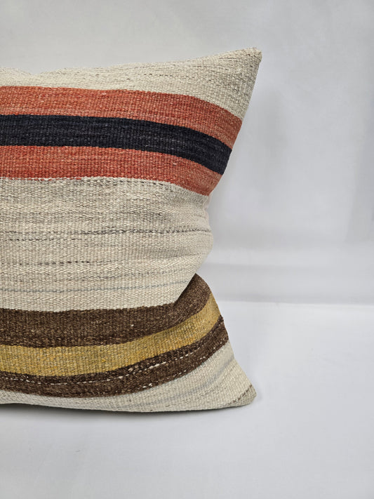 Turkish Hemp Pillow Natural Orange Navy Brown Beige Pillow Cushion Cover 24" x 24" #9204