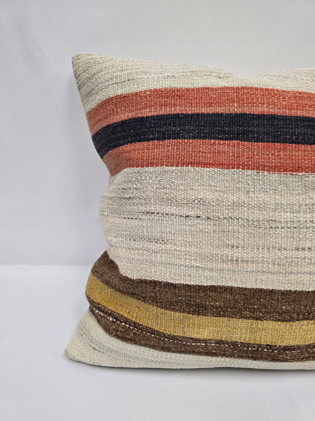 Turkish Hemp Pillow Natural Orange Navy Brown Beige Pillow Cushion Cover 24" x 24" #9204