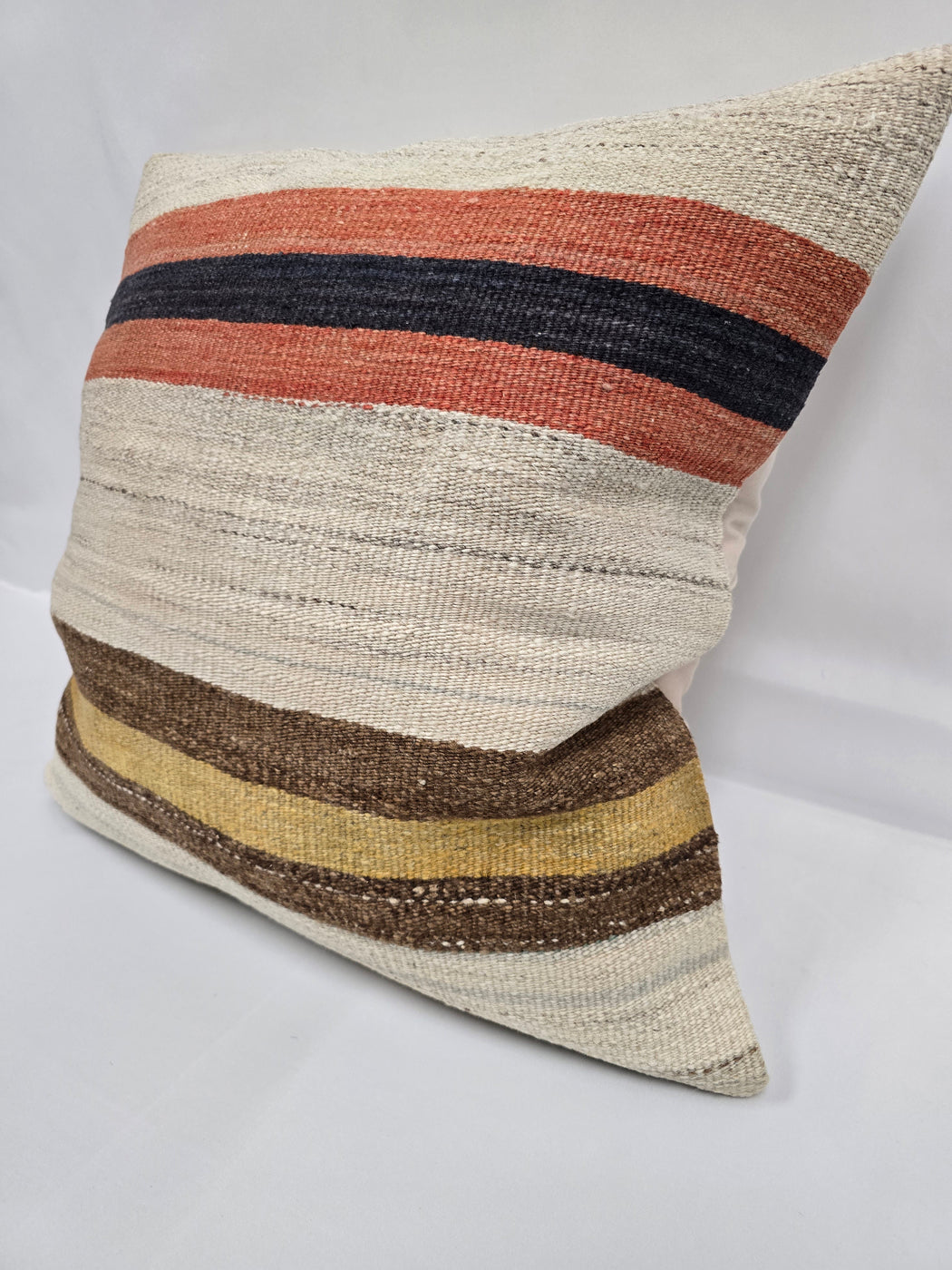 Turkish Hemp Pillow Natural Orange Navy Brown Beige Pillow Cushion Cover 24" x 24" #9204