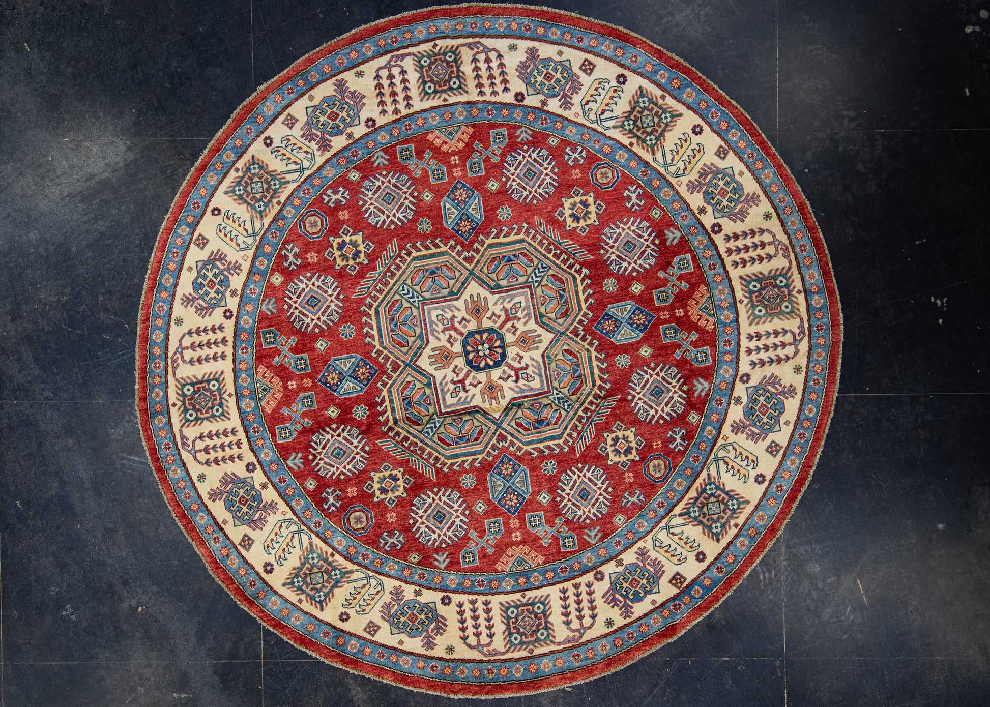 Oriental Hand Knotted Round Rug 7'10" x 7'11" #17998