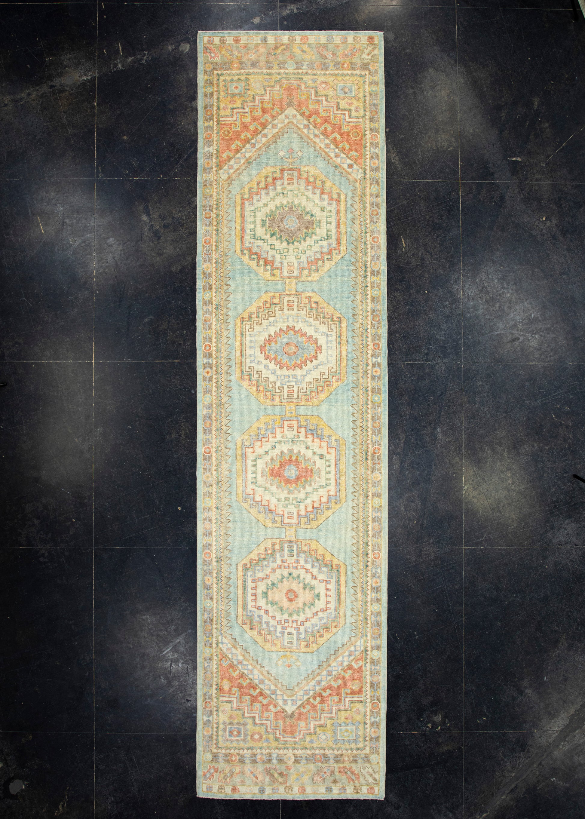 Turkish Oushak Runner Rug 3'1" x 12'7" #17013