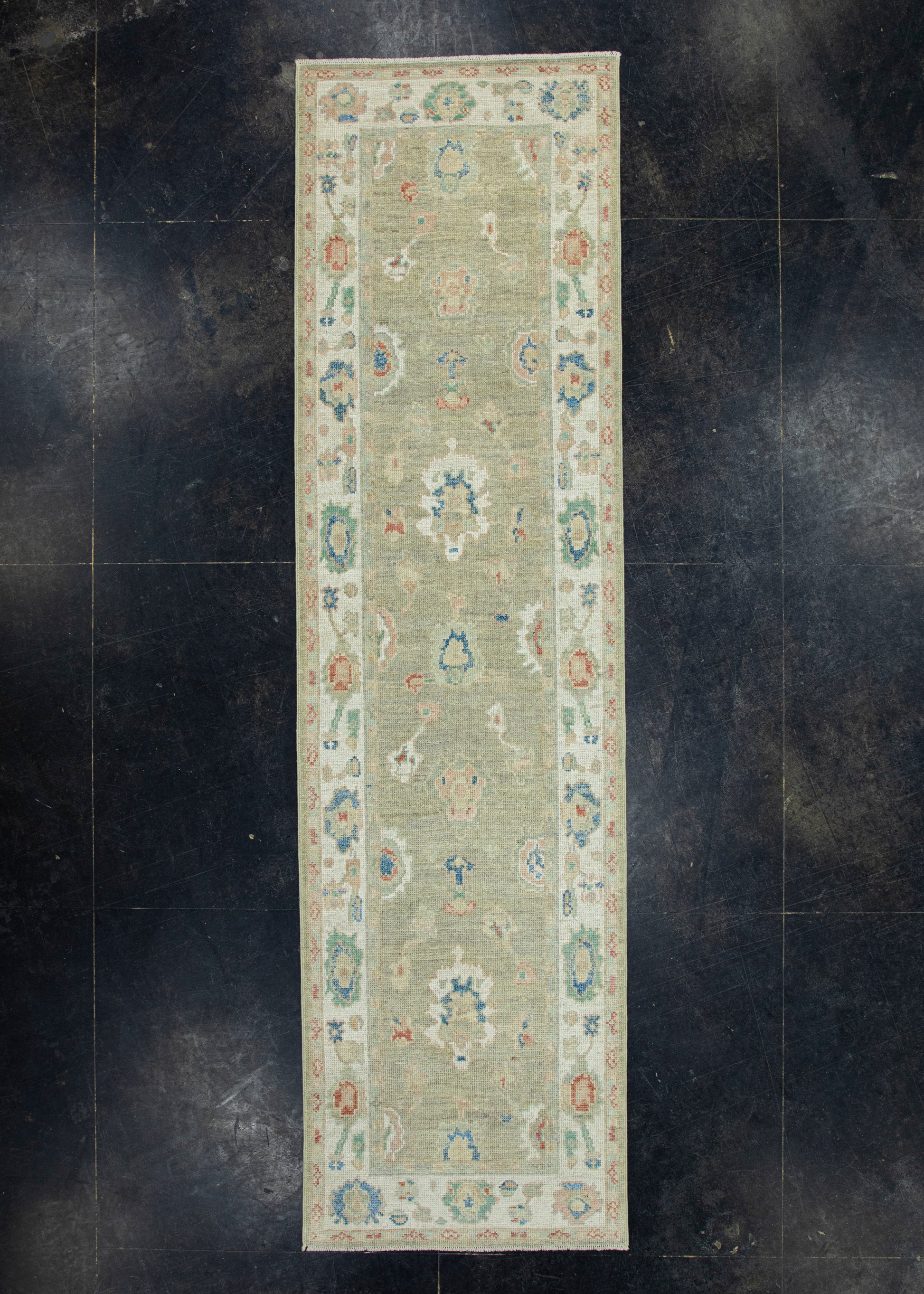Turkish Oushak Runner Rug 2'10" x 10'4" #17822