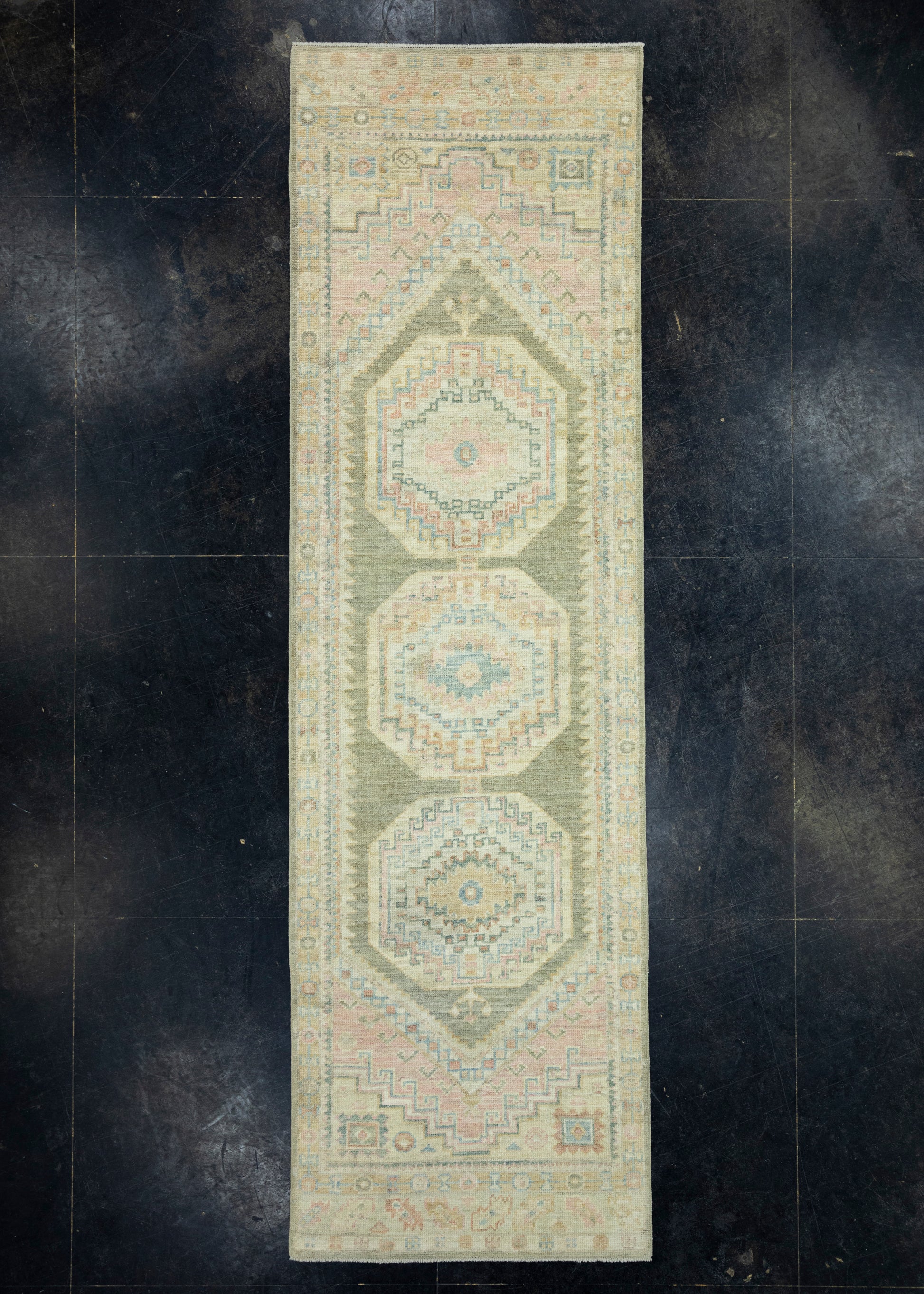 Turkish Oushak Runner Rug 2'11" x 10' #17237