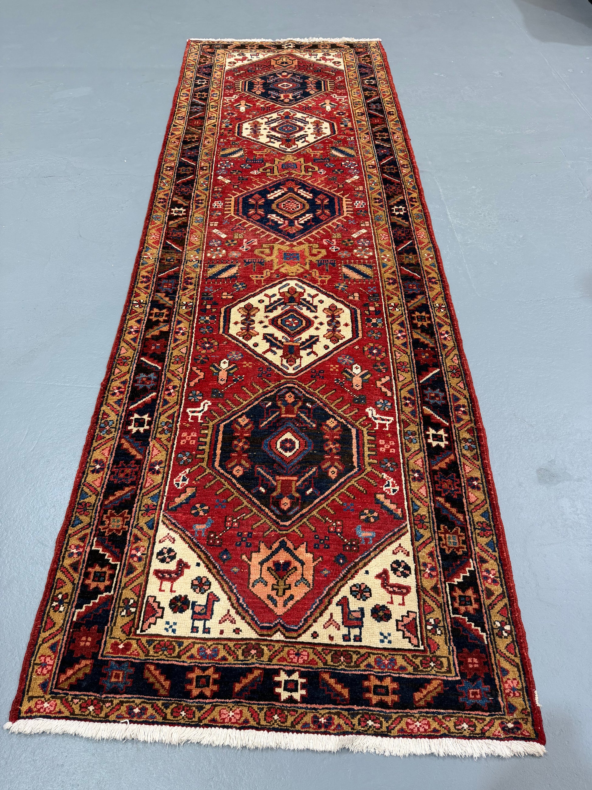 Oriental Handmade Vintage Rug  3'7" x 10'11" #21468