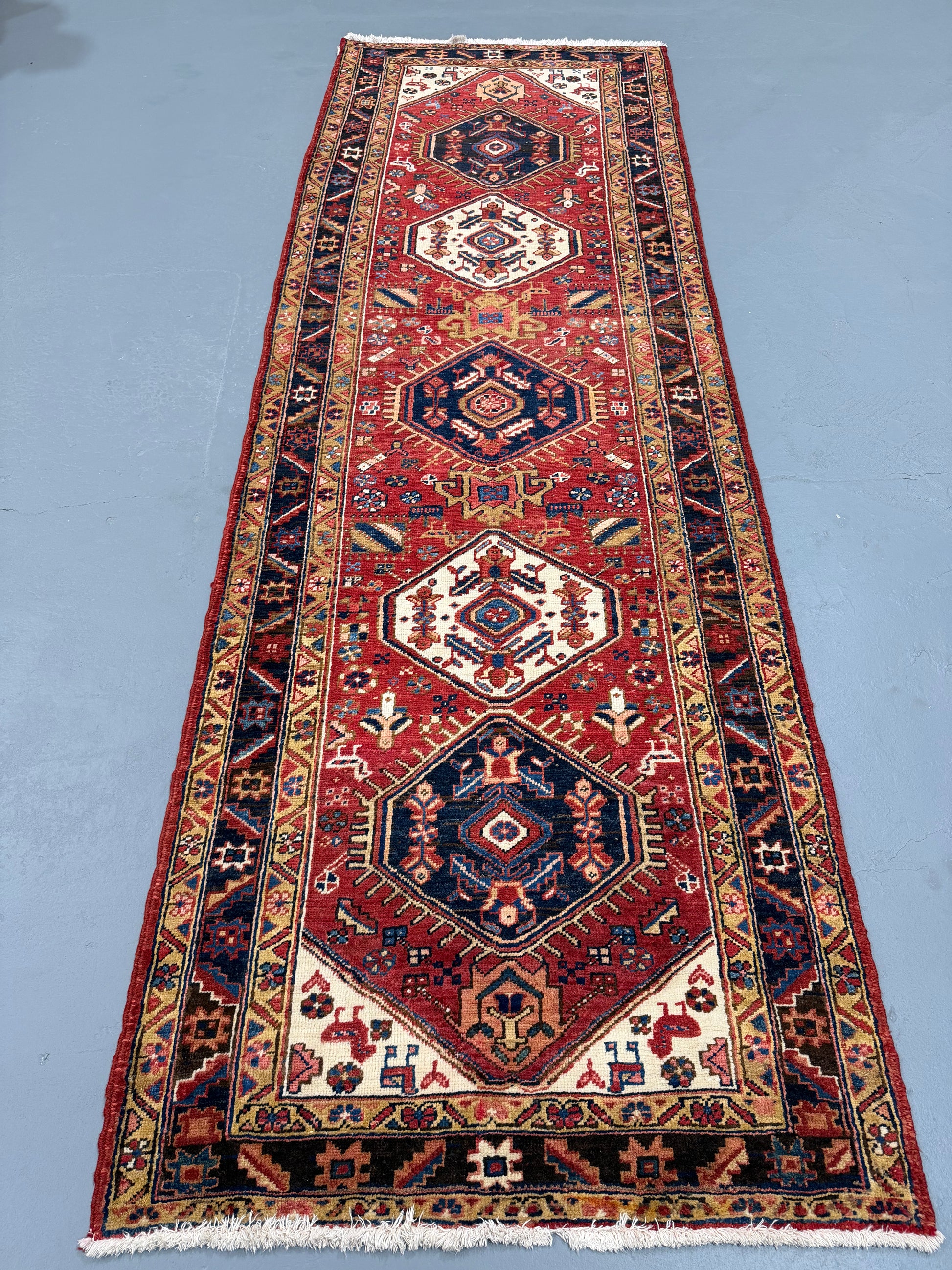 Oriental Handmade Vintage Rug  3'7" x 10'11" #21468