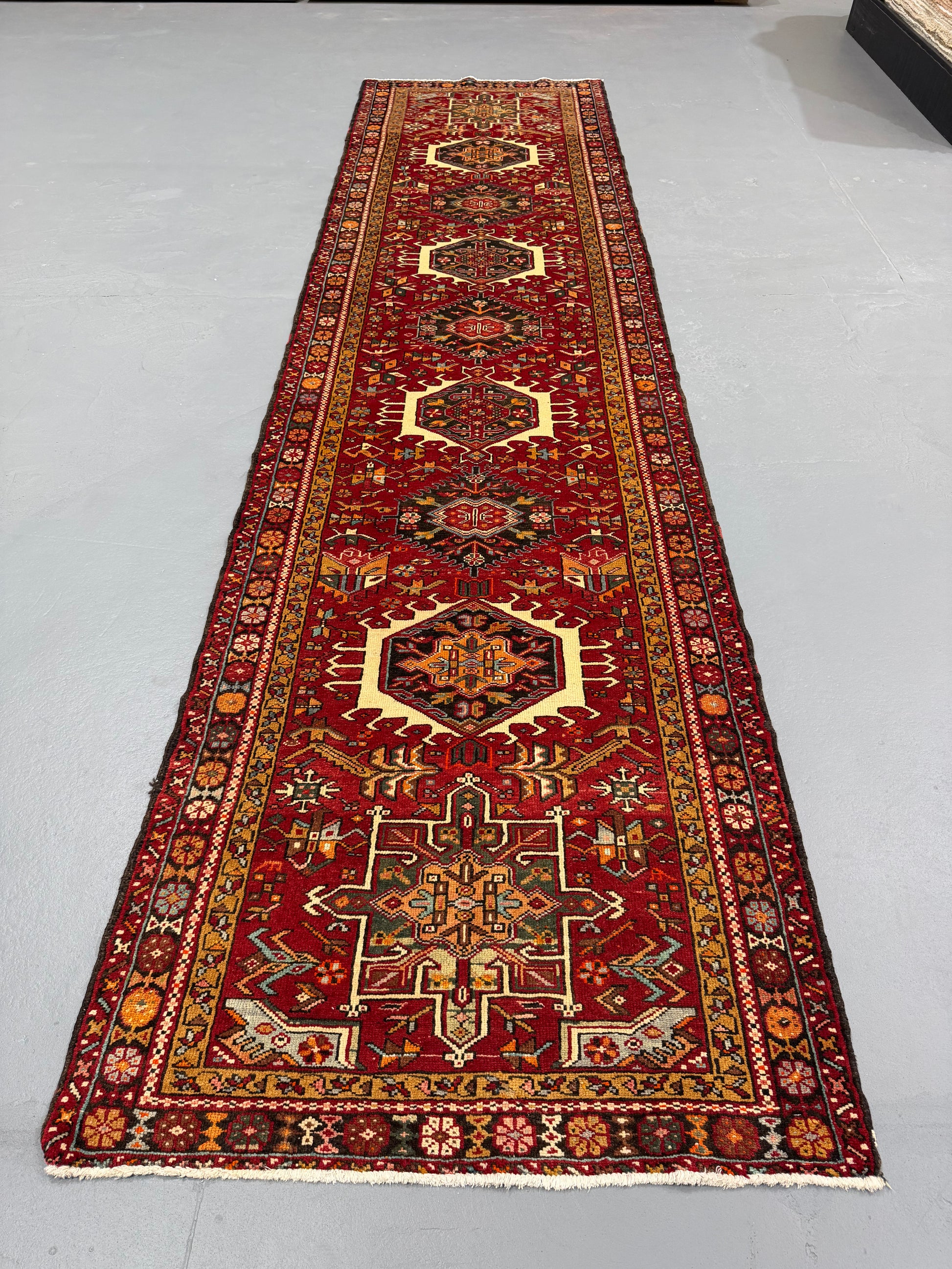 Oriental Handmade Vintage Rug 3'8" x 14'1" #21461