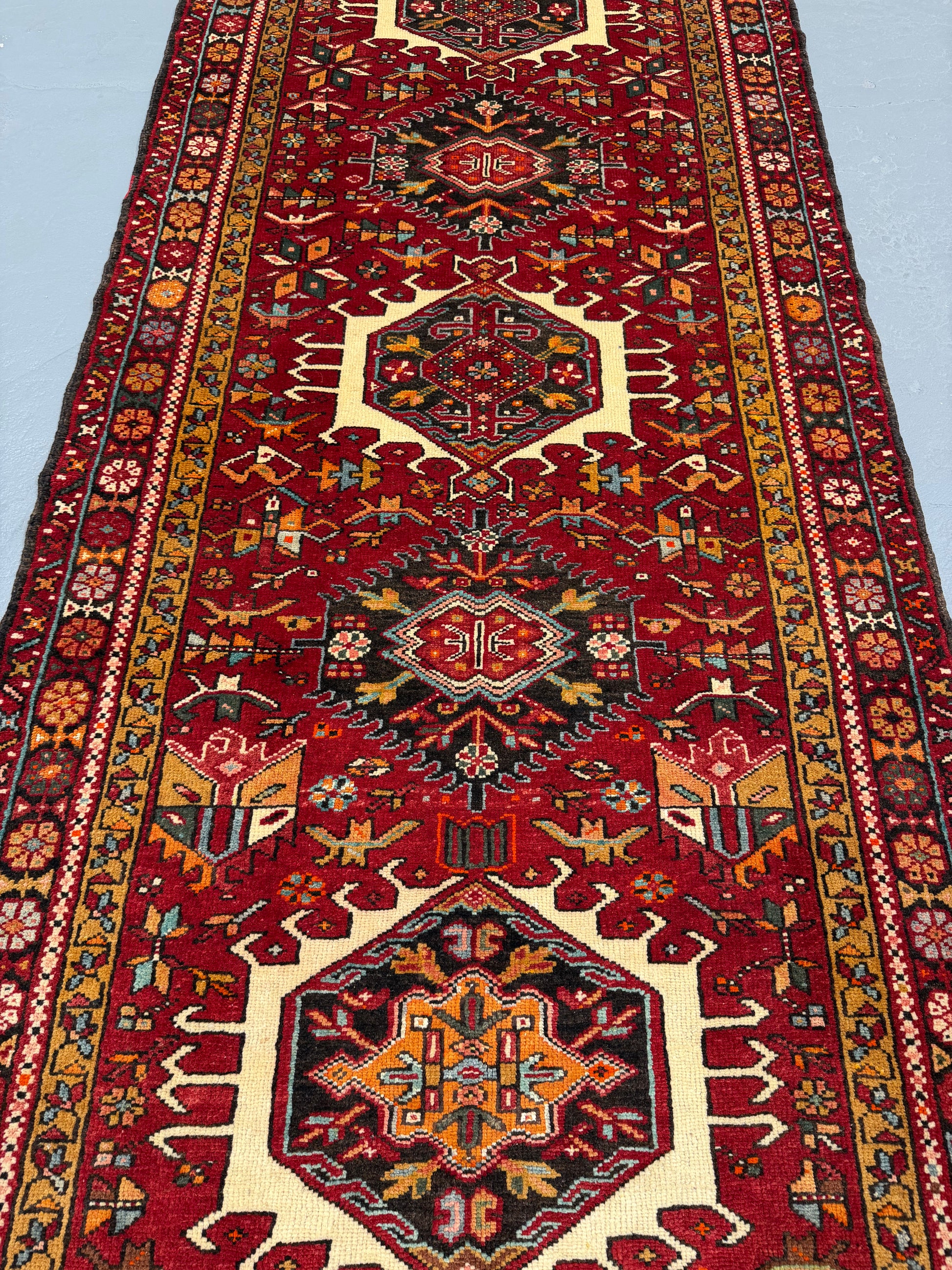 Oriental Handmade Vintage Rug 3'8" x 14'1" #21461