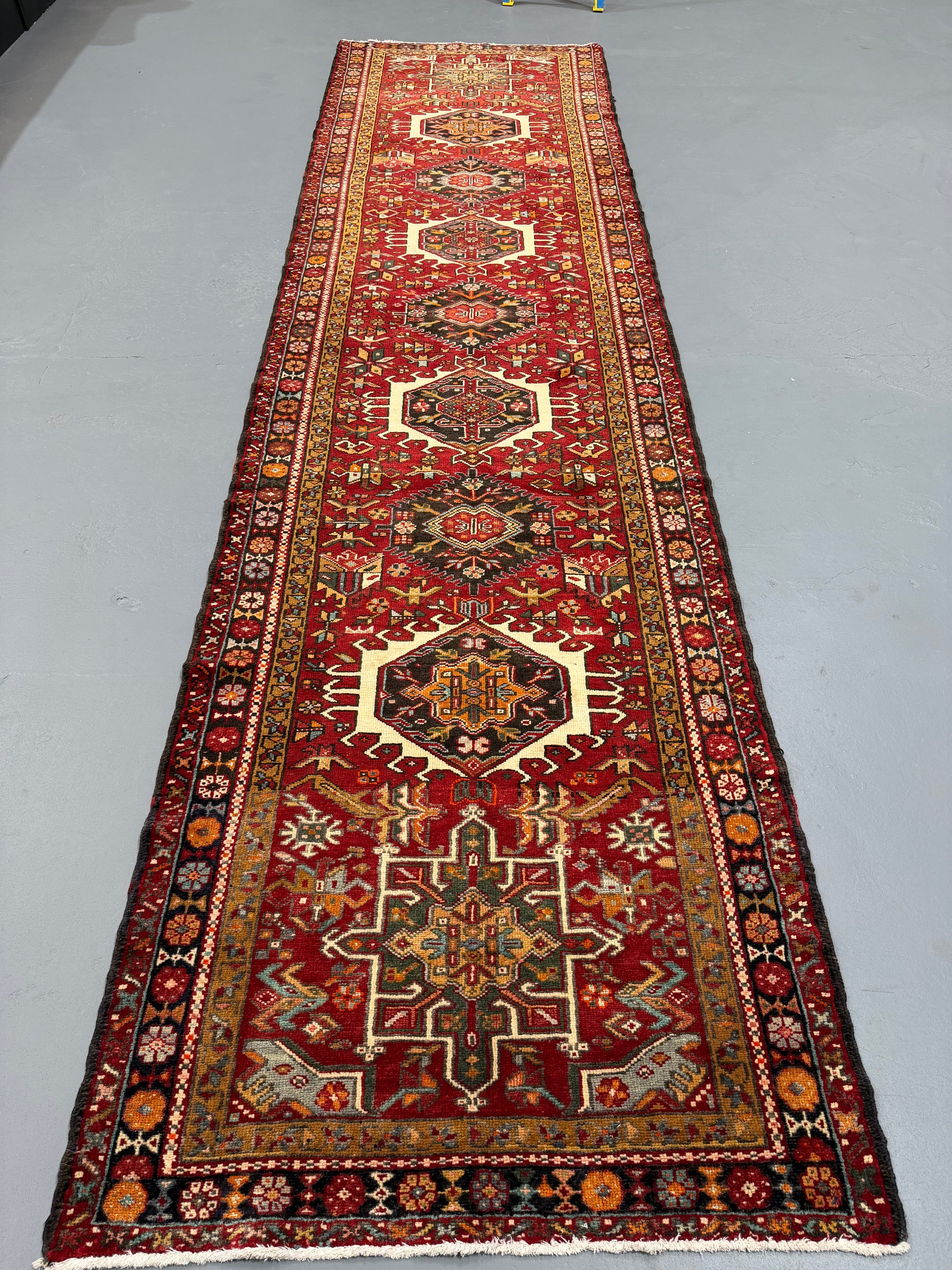 Oriental Handmade Vintage Rug 3'8" x 14'1" #21461