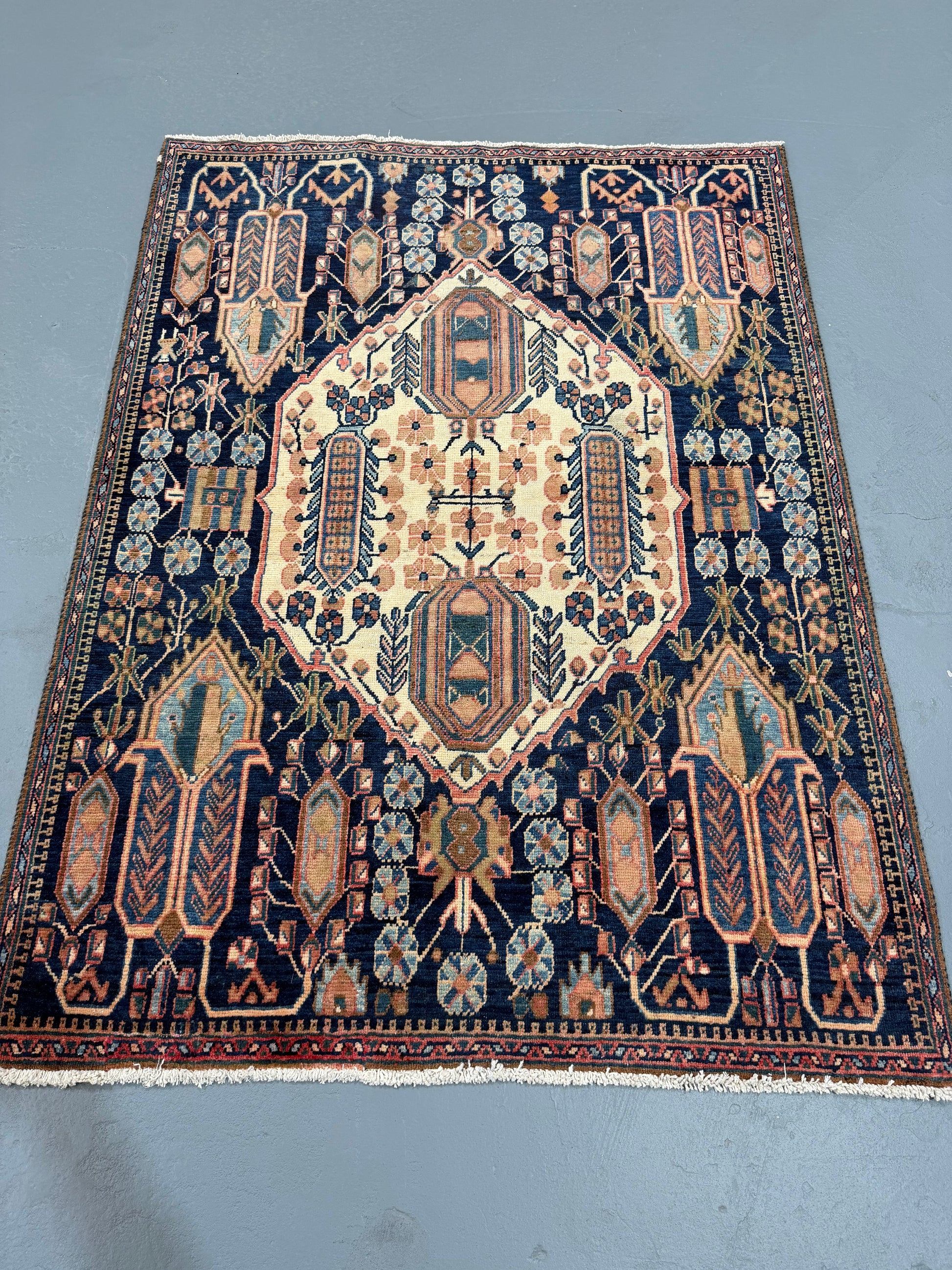 Oriental Handmade Vintage Rug 4' x 5'5" #21465