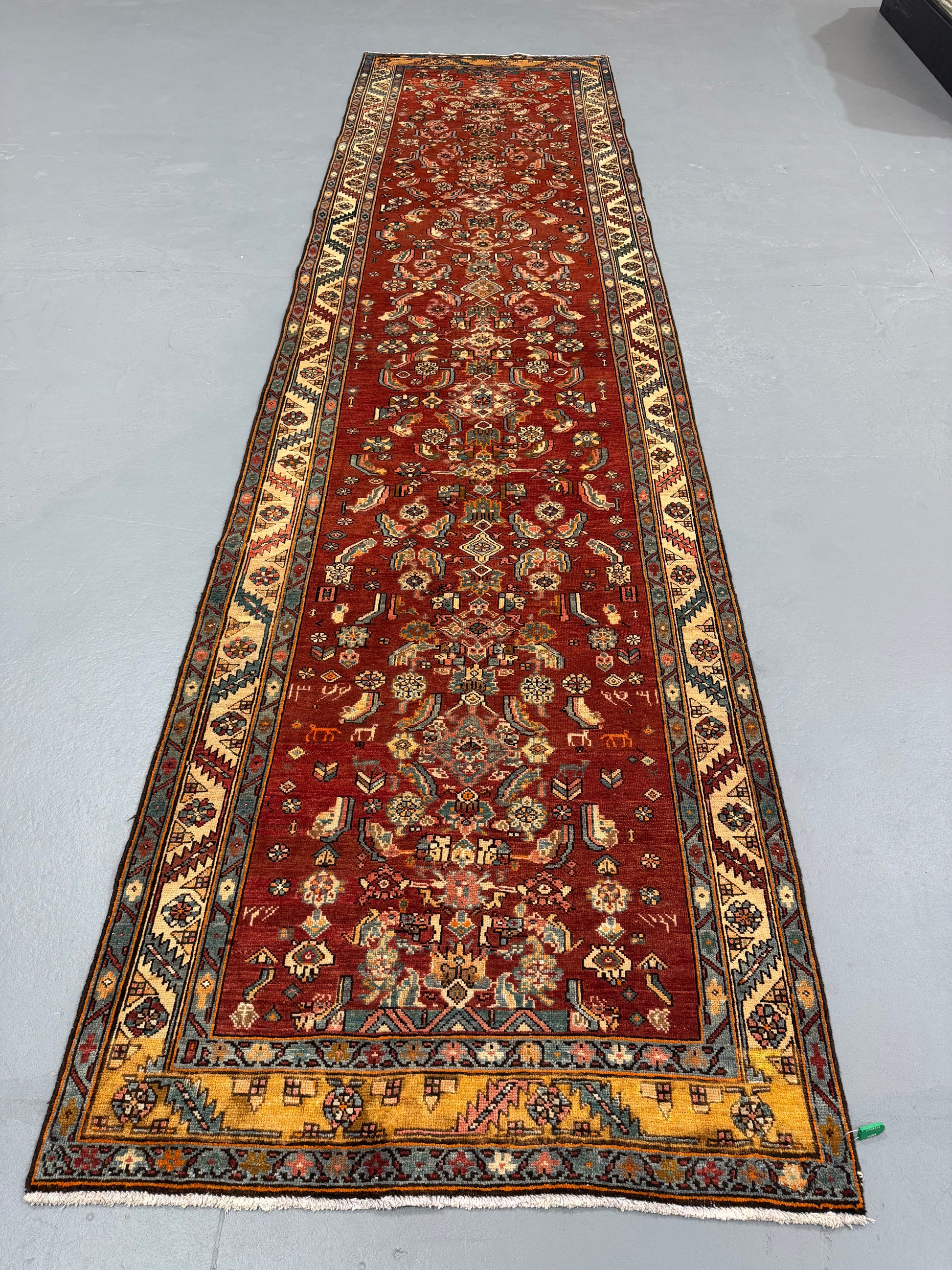 Oriental Handmade Vintage Rug 3'8" x 14'4" #21455