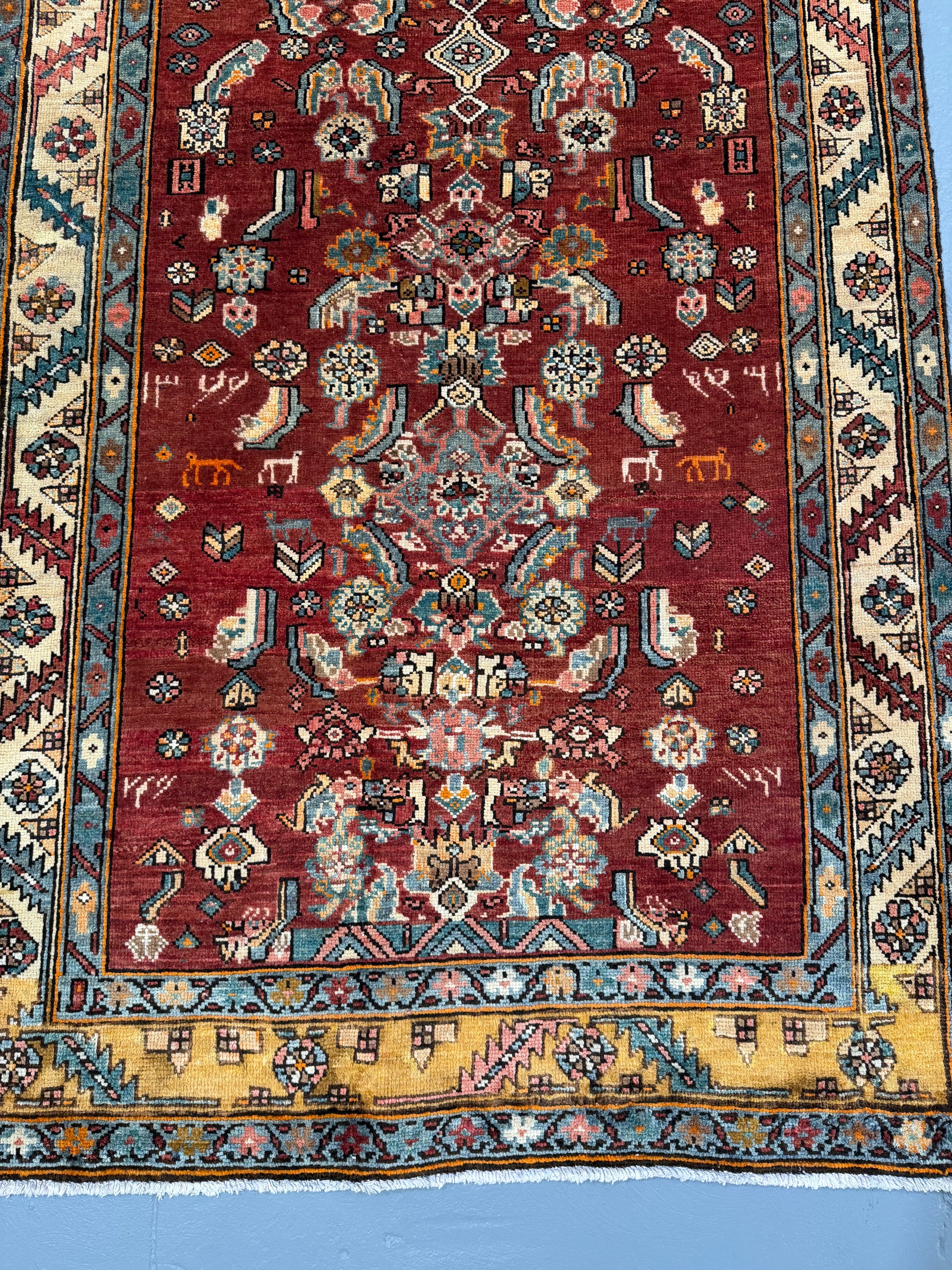 Oriental Handmade Vintage Rug 3'8" x 14'4" #21455