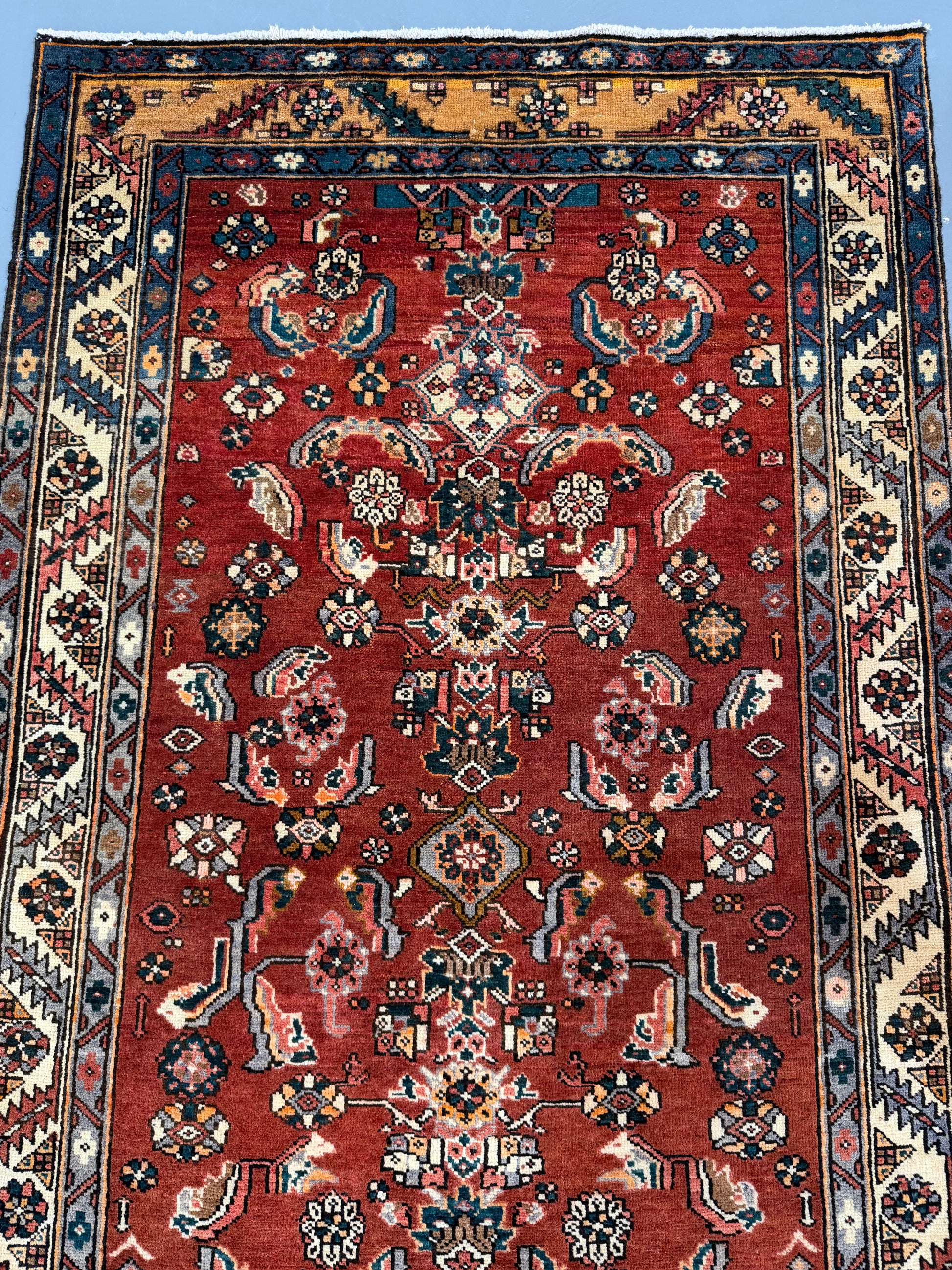 Oriental Handmade Vintage Rug 3'8" x 14'4" #21455
