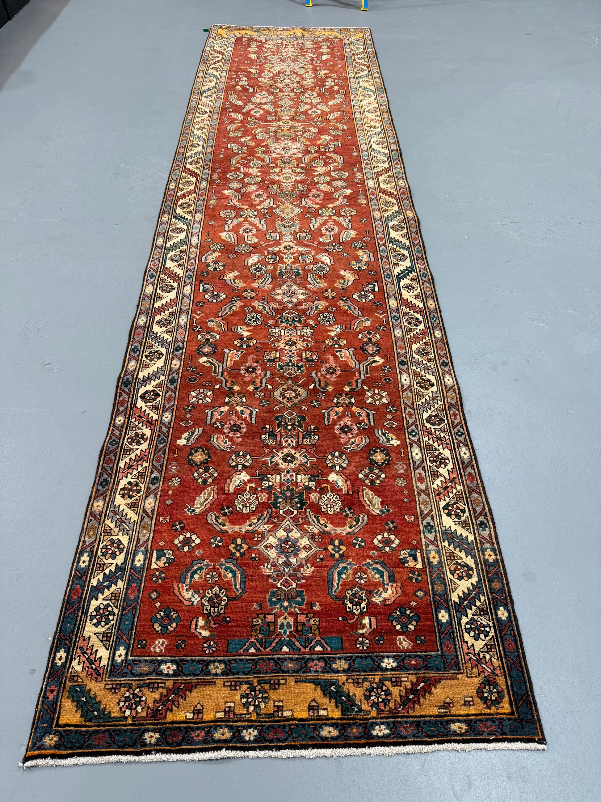 Oriental Handmade Vintage Rug 3'8" x 14'4" #21455