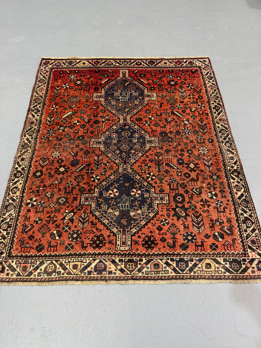 Oriental Handmade Vintage Rug 5'1" x 6'4" #21459