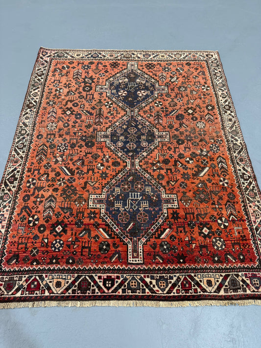 Oriental Handmade Vintage Rug 5'1" x 6'4" #21459