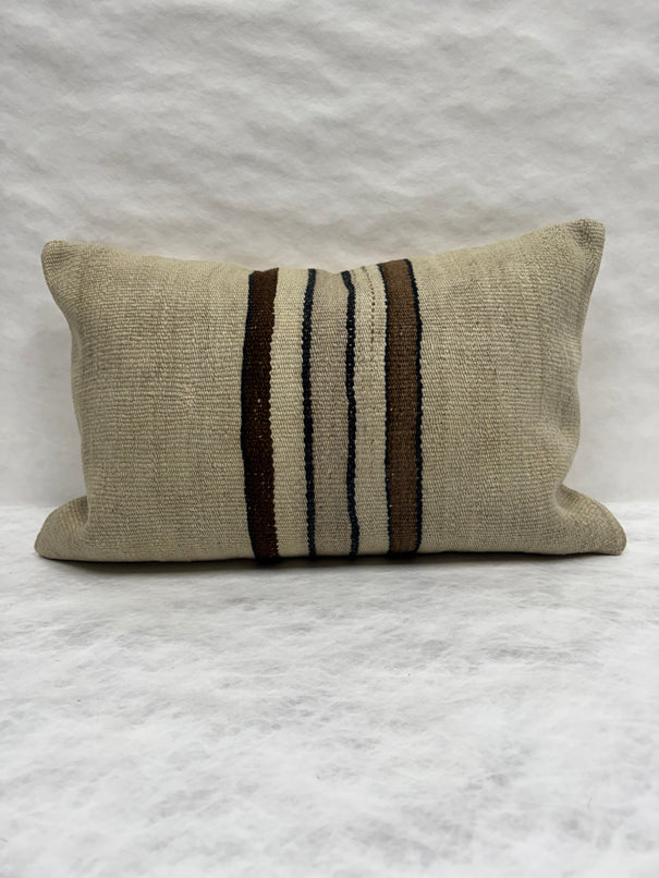 Turkish Hemp Pillow Cushion Natural Cream Brown Pillow Cushion Cover 16" x 24" #30271