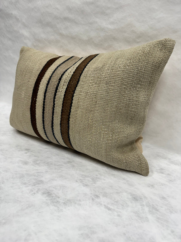 Turkish Hemp Pillow Cushion Natural Cream Brown Pillow Cushion Cover 16" x 24" #30271