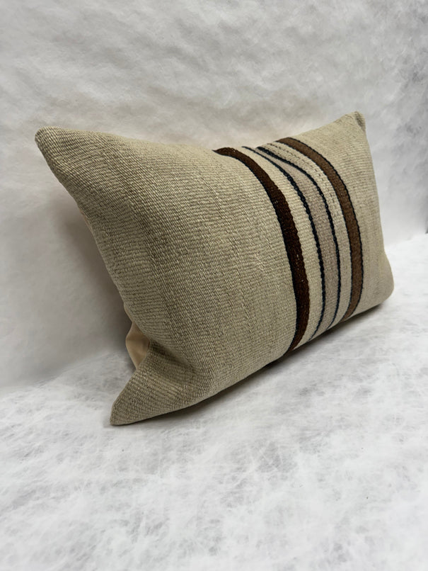 Turkish Hemp Pillow Cushion Natural Cream Brown Pillow Cushion Cover 16" x 24" #30271