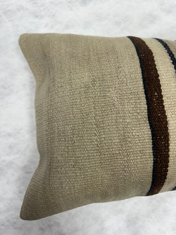 Turkish Hemp Pillow Cushion Natural Cream Brown Pillow Cushion Cover 16" x 24" #30271