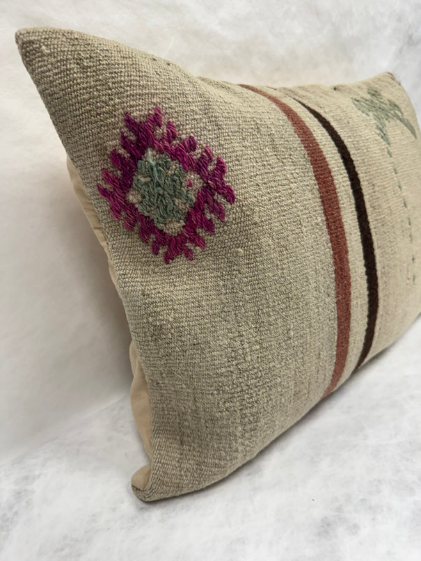 Turkish Hemp Pillow Cushion Natural Beige Brown Green Burgundy Pillow Cushion Cover 16" x 24" #30274