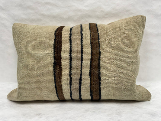 Turkish Hemp Pillow Cushion Natural Beige Brown Black Pillow Cushion Cover 16" x 24" #30268