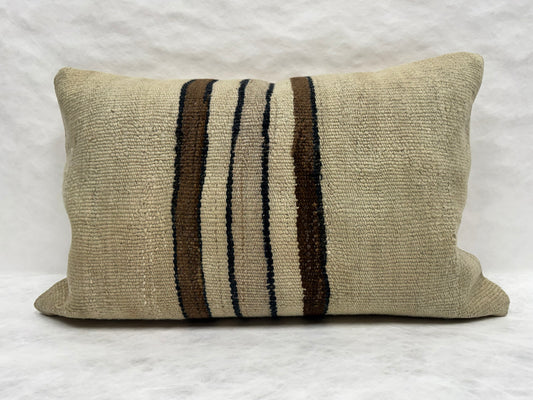 Turkish Hemp Pillow Cushion Natural Beige Brown Black Pillow Cushion Cover 16" x 24" #30268