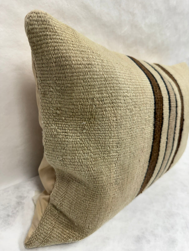 Turkish Hemp Pillow Cushion Natural Beige Brown Black Pillow Cushion Cover 16" x 24" #30268