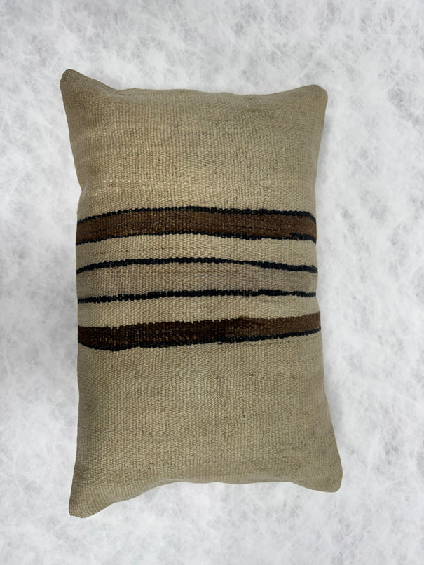Turkish Hemp Pillow Cushion Natural Beige Brown Black Pillow Cushion Cover 16" x 24" #30268