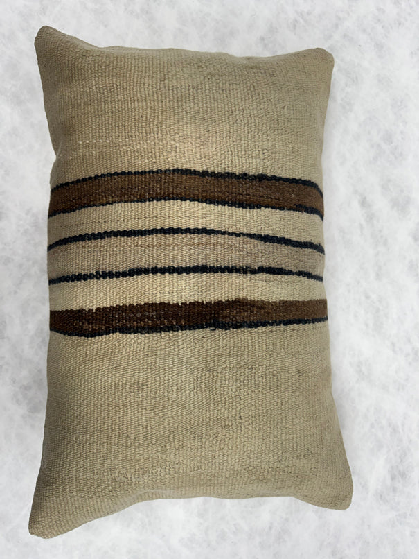 Turkish Hemp Pillow Cushion Natural Beige Brown Black Pillow Cushion Cover 16" x 24" #30268