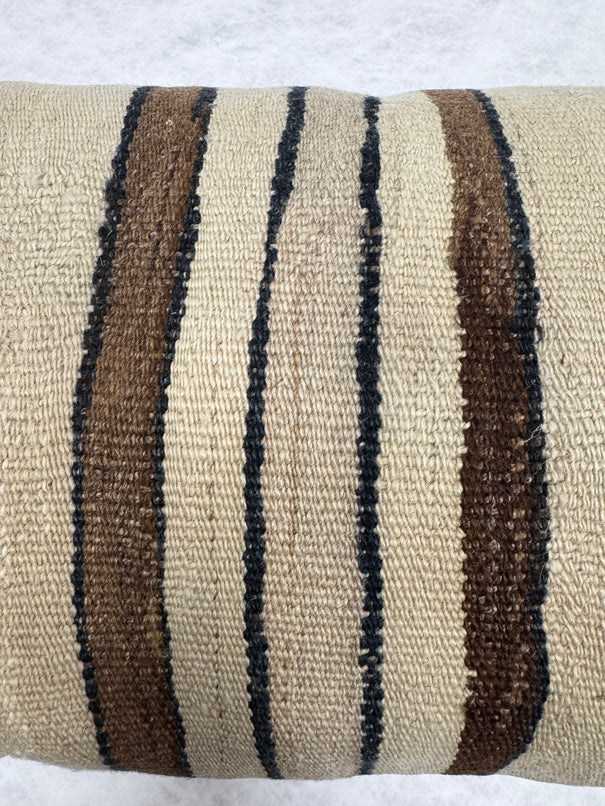 Turkish Hemp Pillow Cushion Natural Beige Brown Black Pillow Cushion Cover 16" x 24" #30268