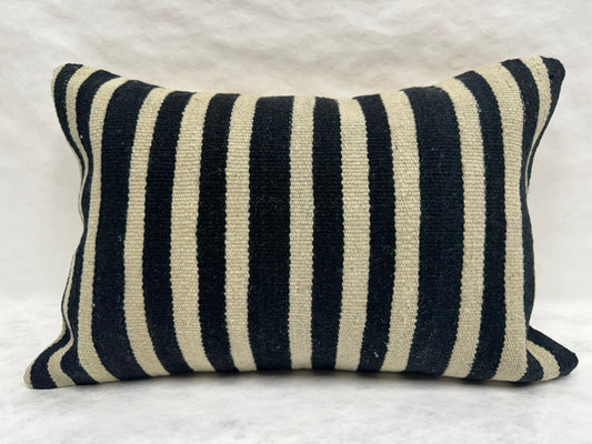 Turkish Hemp Pillow Cushion Natural Beige Black Pillow Cushion Cover 16" x 24" #30267