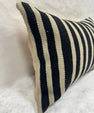 Turkish Hemp Pillow Cushion Natural Beige Black Pillow Cushion Cover 16" x 24" #30267