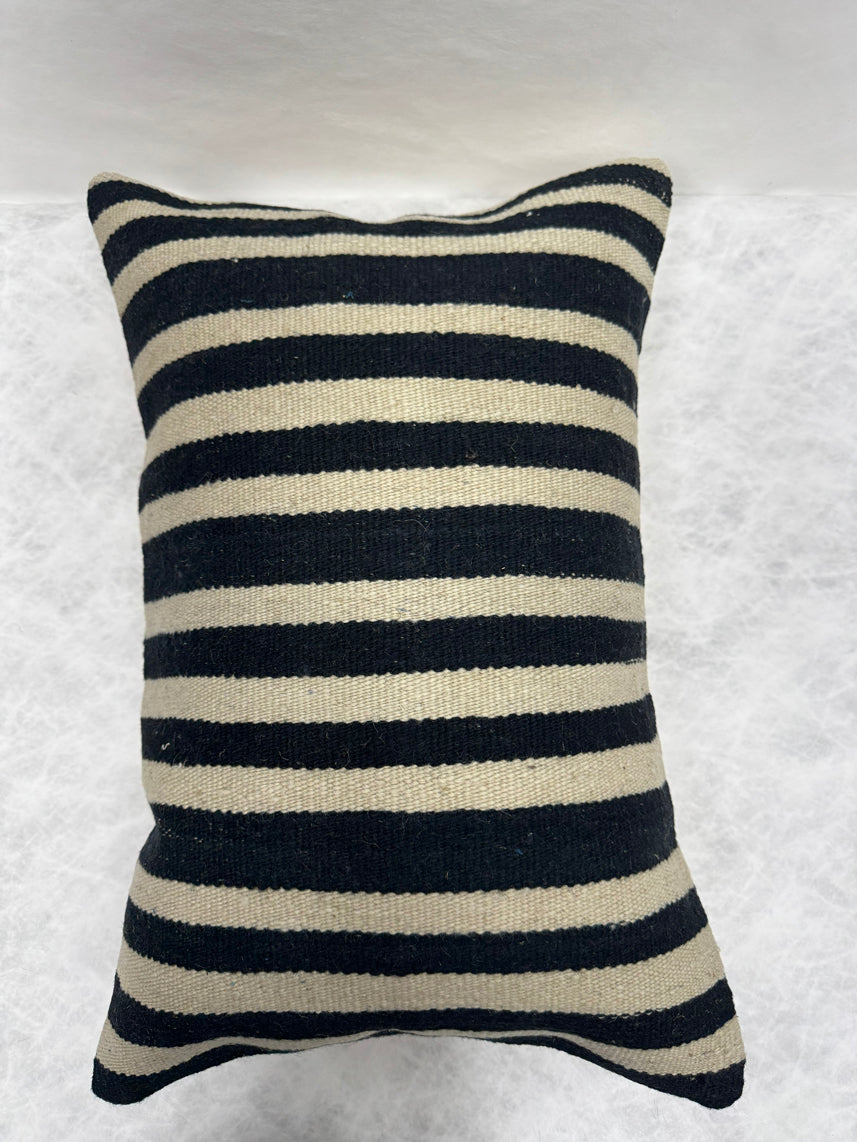 Turkish Hemp Pillow Cushion Natural Beige Black Pillow Cushion Cover 16" x 24" #30267