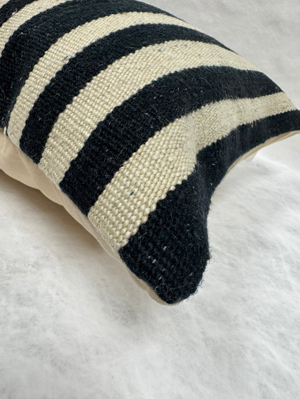 Turkish Hemp Pillow Cushion Natural Beige Black Pillow Cushion Cover 16" x 24" #30267