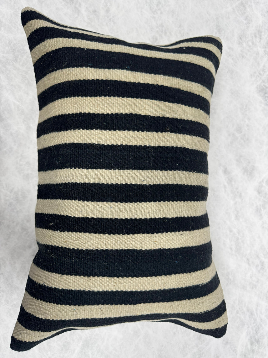 Turkish Hemp Pillow Cushion Natural Beige Black Pillow Cushion Cover 16" x 24" #30267