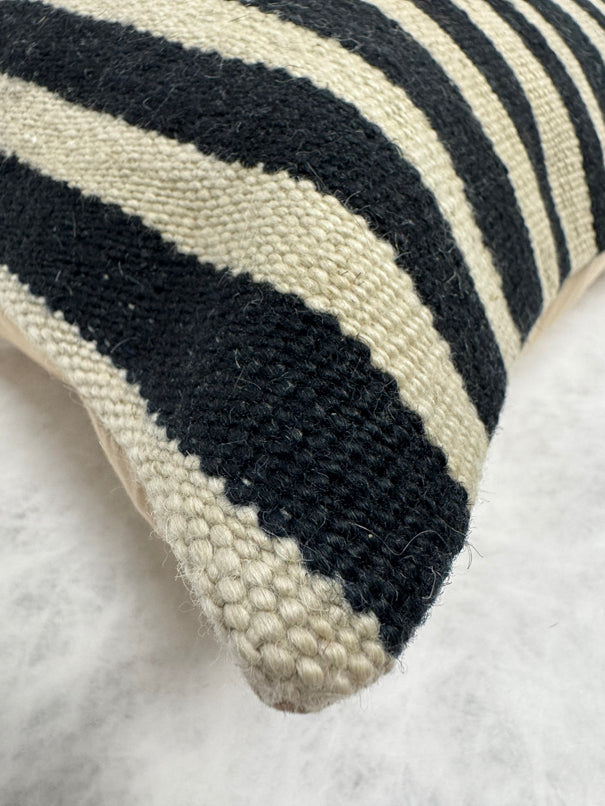 Turkish Hemp Pillow Cushion Natural Beige Black Pillow Cushion Cover 16" x 24" #30267