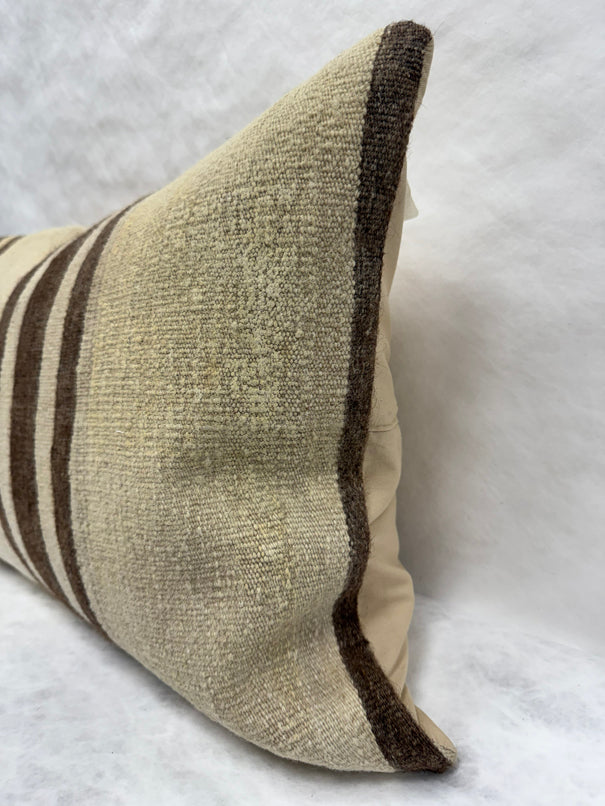 Turkish Hemp Pillow Cushion Natural Beige Brown Pillow Cushion Cover 16" x 24" #30273