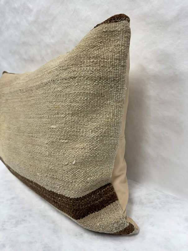 Turkish Hemp Pillow Cushion Natural Beige Brown Pillow Cushion Cover 16" x 24" #30272