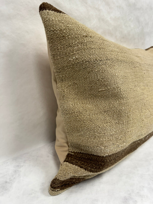 Turkish Hemp Pillow Cushion Natural Beige Brown Pillow Cushion Cover 16" x 24" #30272