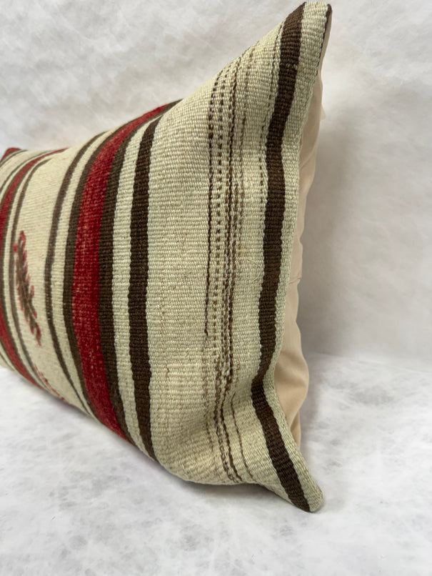 Turkish Hemp Pillow Cushion Natural Brown Red Beige Pillow Cushion Cover 16" x 24" #30276