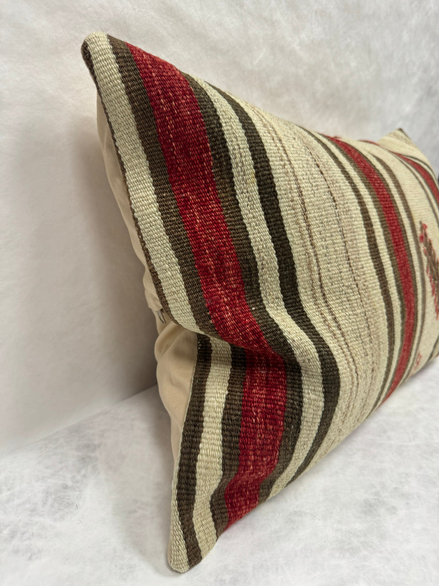 Turkish Hemp Pillow Cushion Natural Brown Red Beige Pillow Cushion Cover 16" x 24" #30276